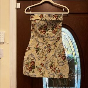 Edikted Cream Floral Lace-Up Dress